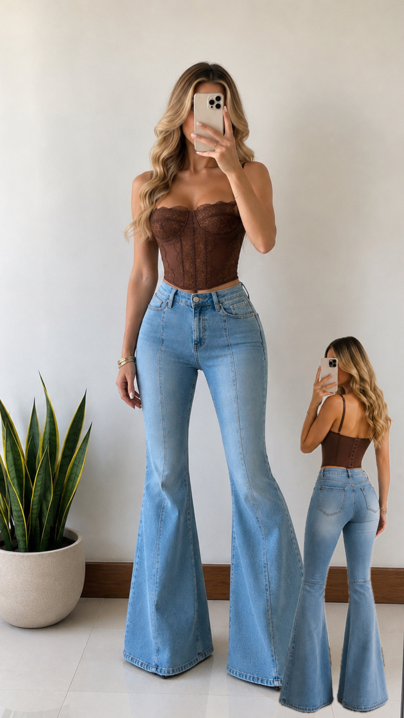 CropTop de encaje café EM